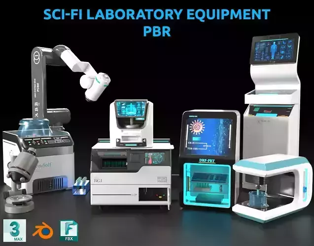 scifi laboratory equipment-modern laboratory Low-poly 3D model