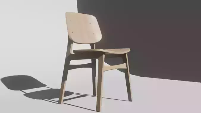 Corvus-Mid-century-Modern-Accent-Chair wooden chair with shadow Free 3D model