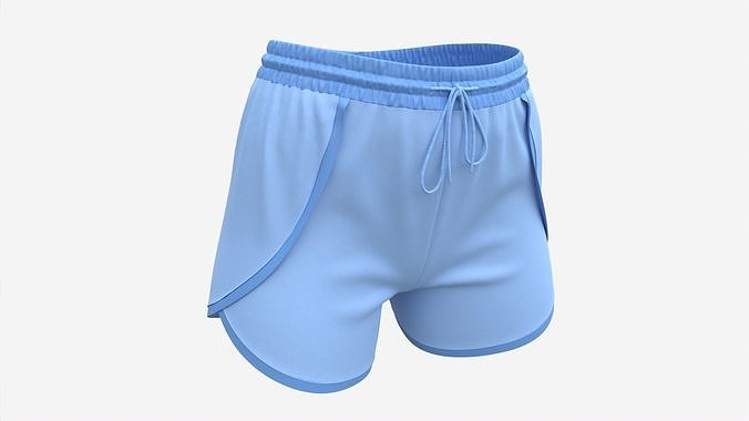 Fitness shorts for women blue 3D model