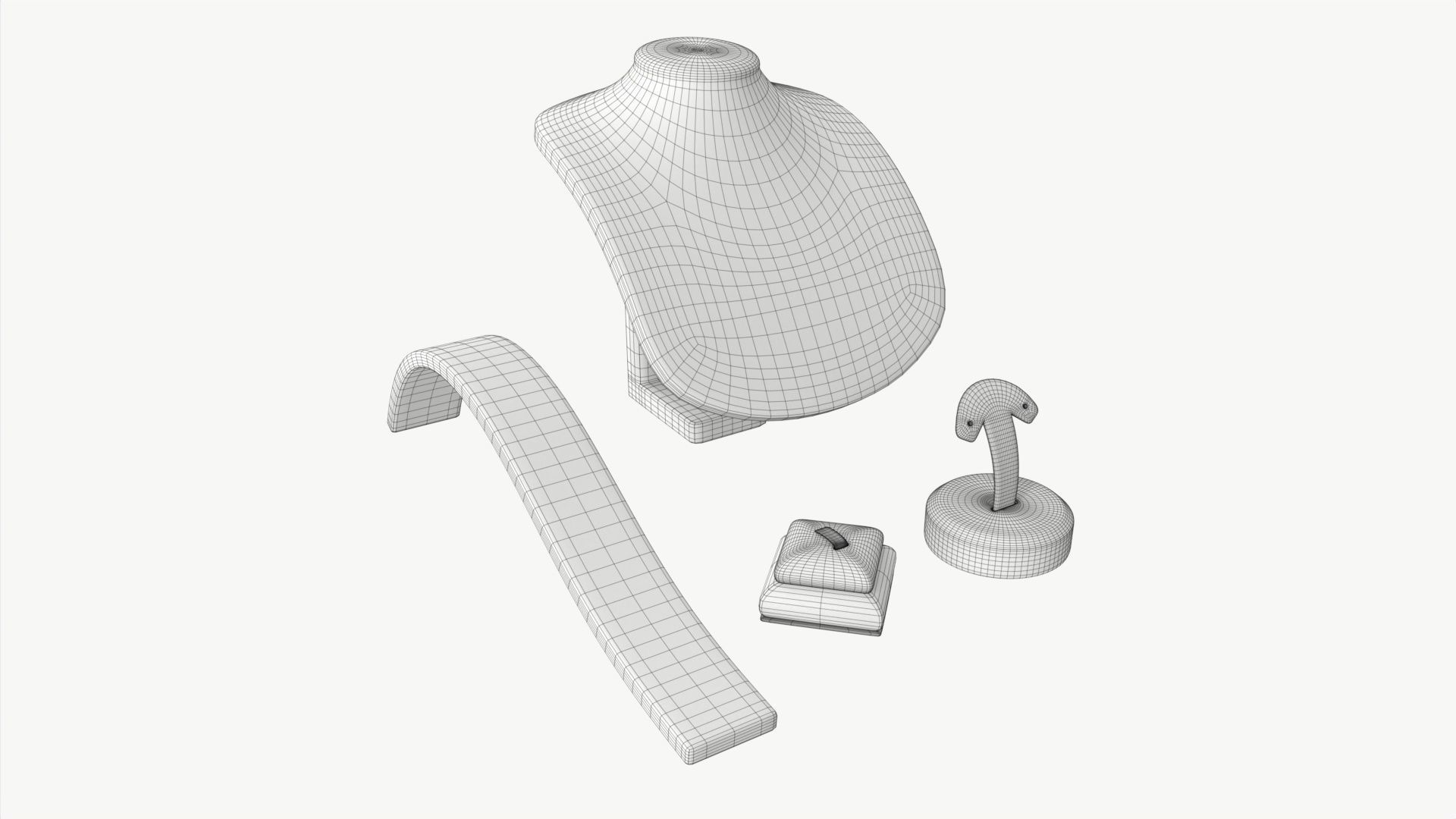 Leather Jewelry Display Stands 3D model_7