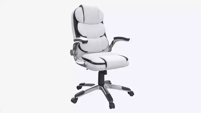 Office Chair with armrests and wheels white 02
