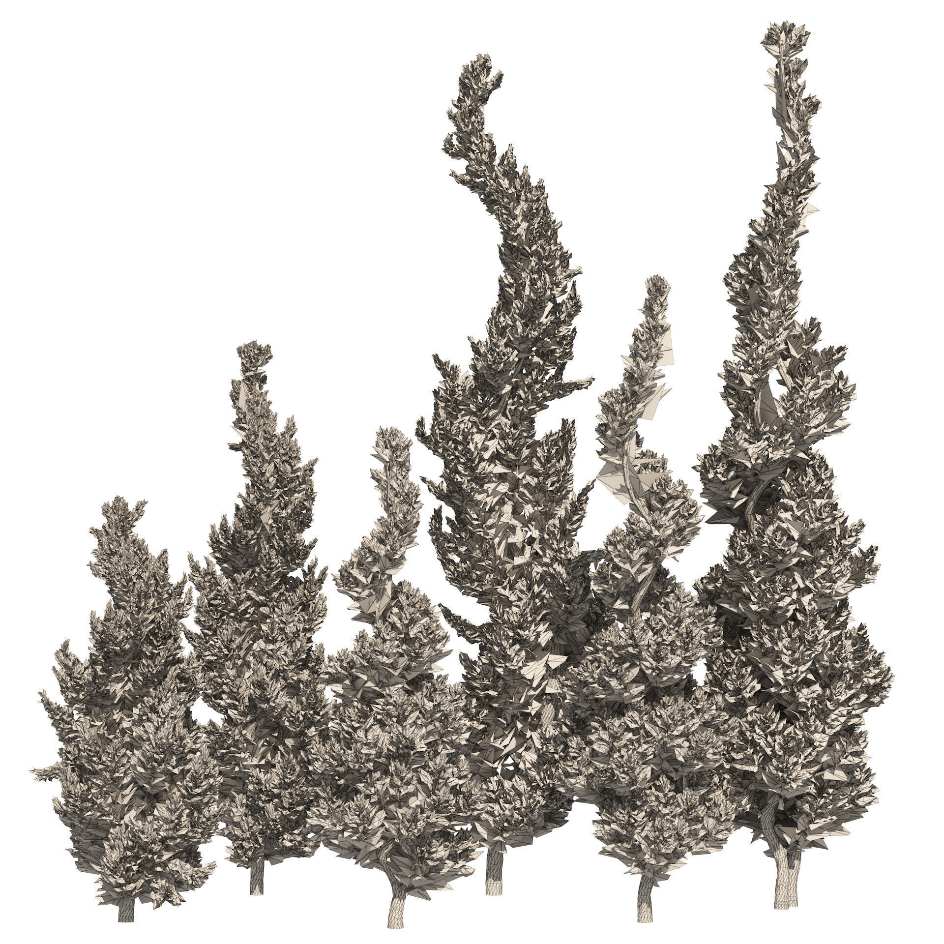 6 conifer topiary trees 3D model_5