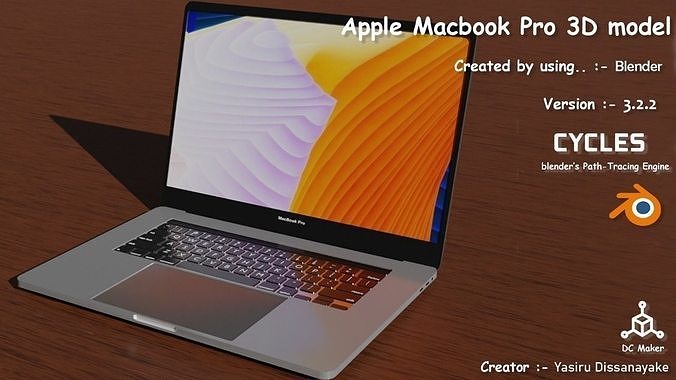 Apple MacBook pro 3D model Free low-poly 3D model