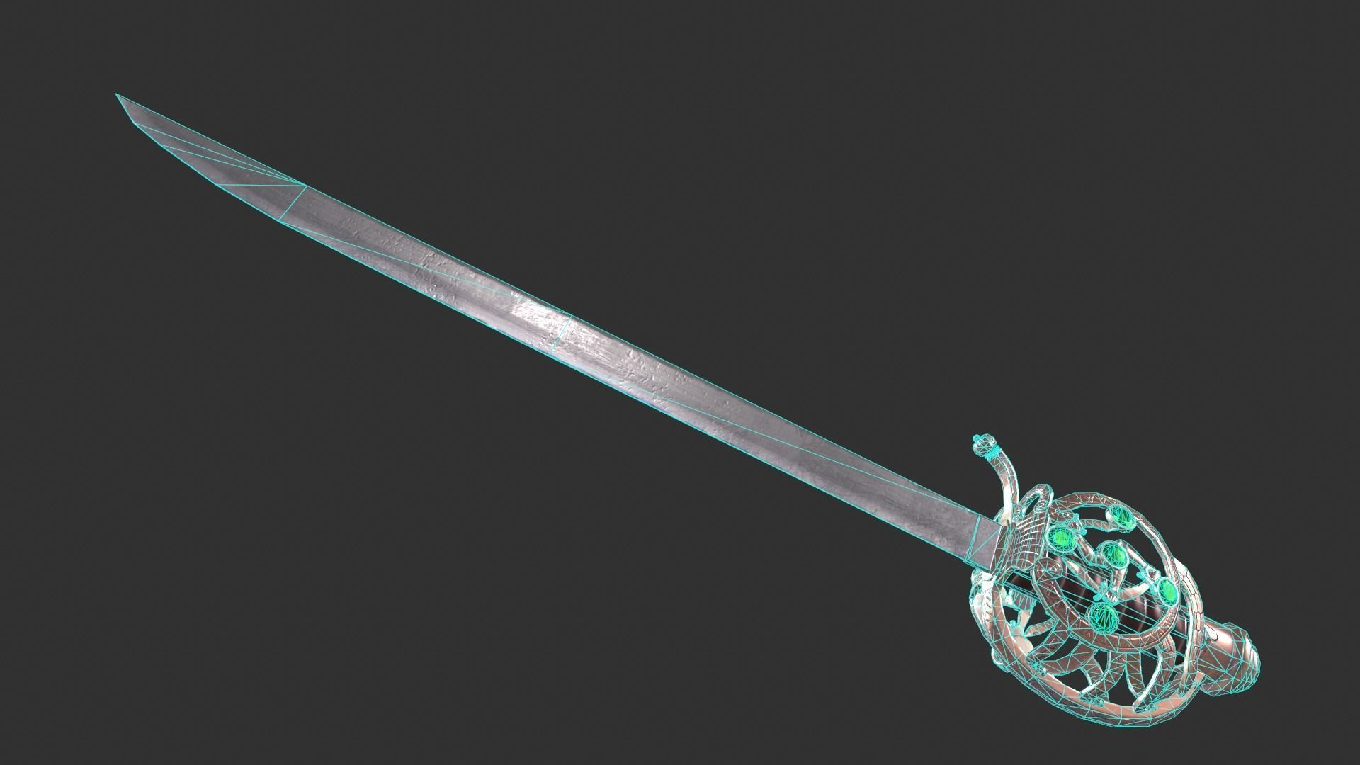 Ceremonial Saber Low-poly 3D model_4