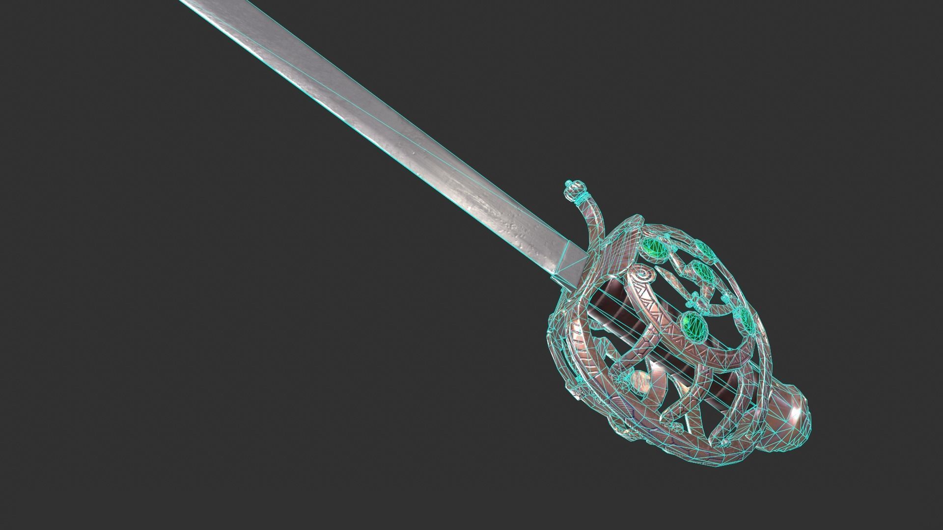 Ceremonial Saber Low-poly 3D model_8