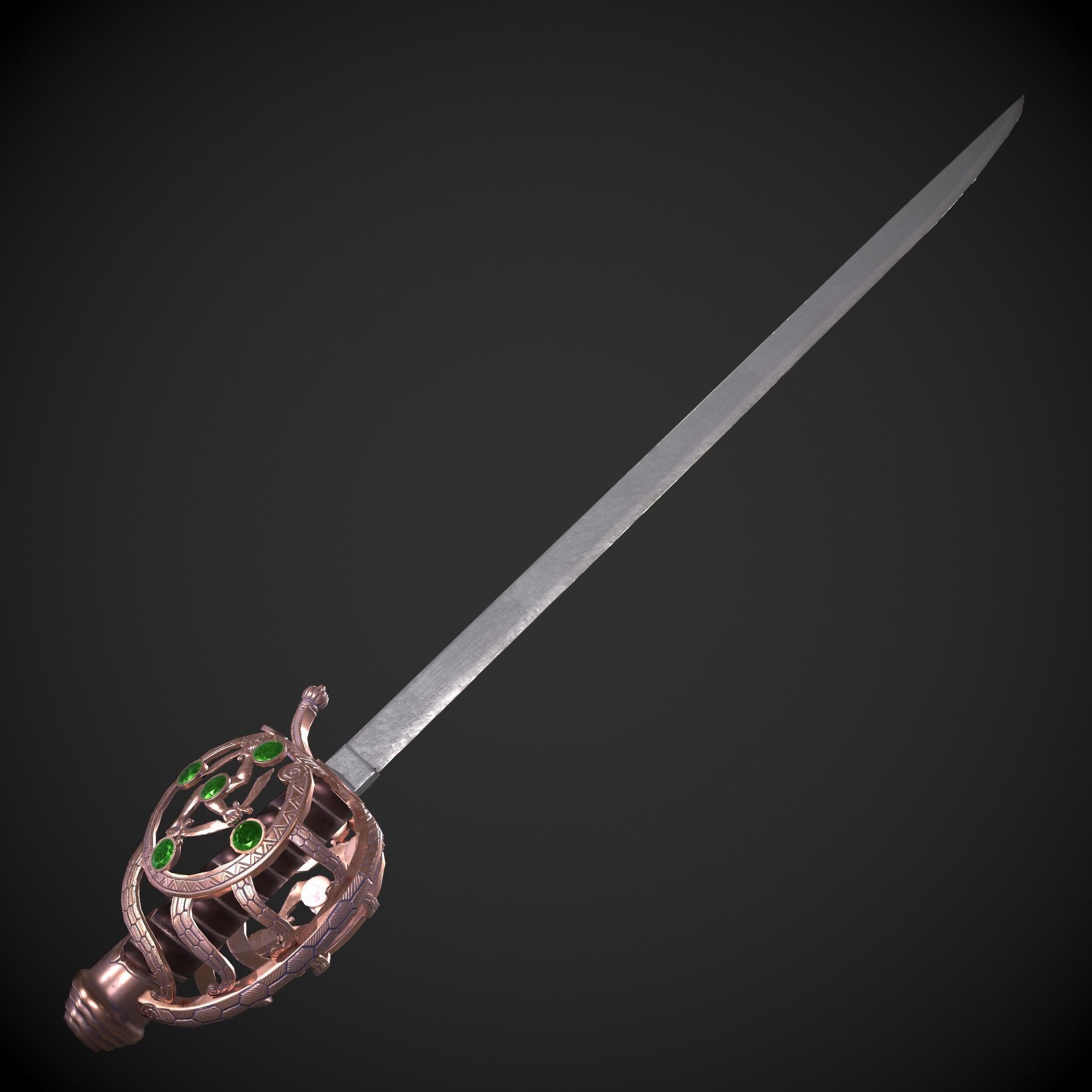Ceremonial Saber Low-poly 3D model_11