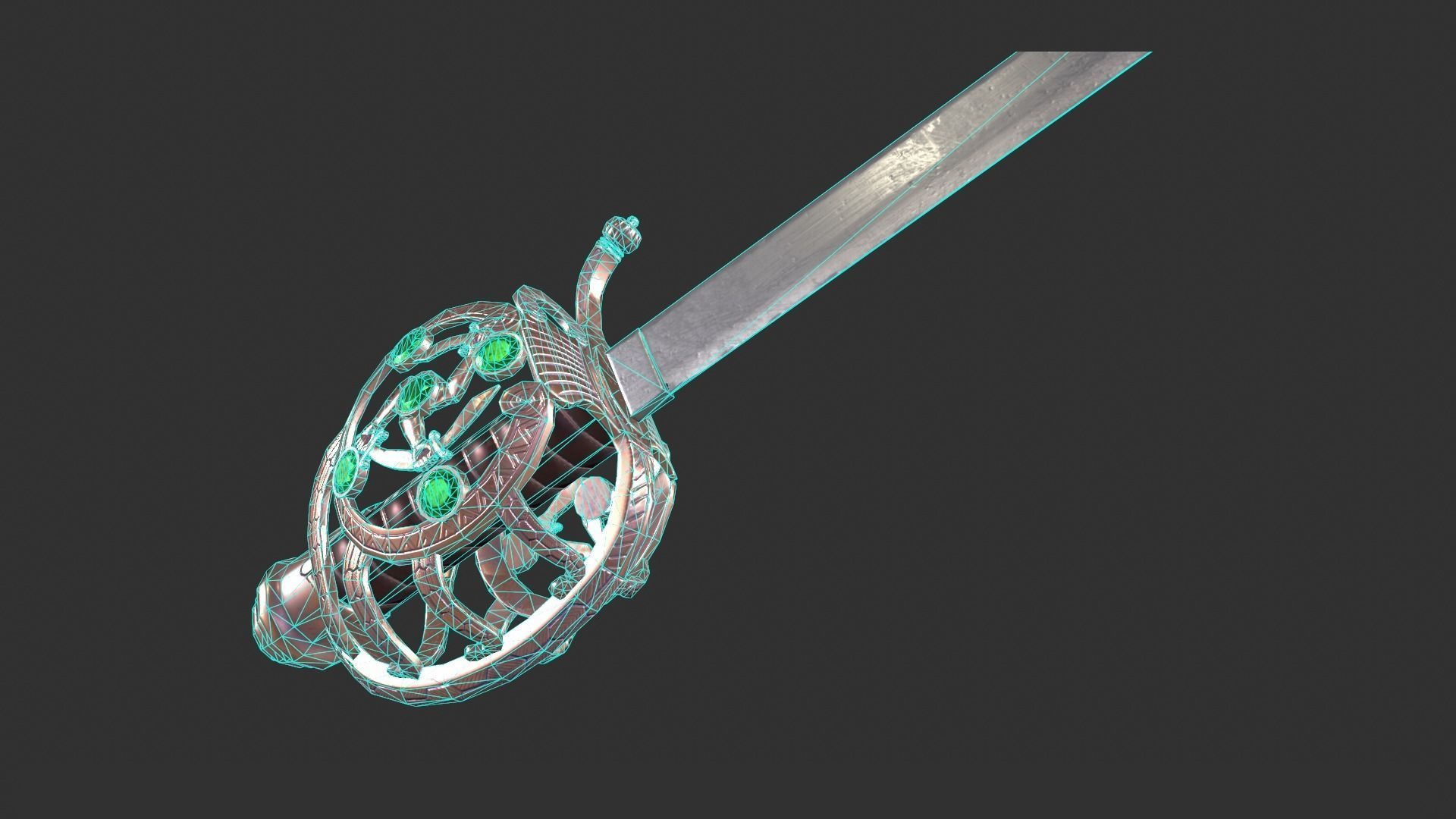 Ceremonial Saber Low-poly 3D model_6
