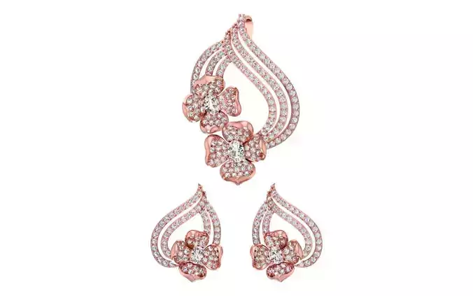 Earrings Pendant Set 3dm STL OBJ FBX Renders Details 3D print model