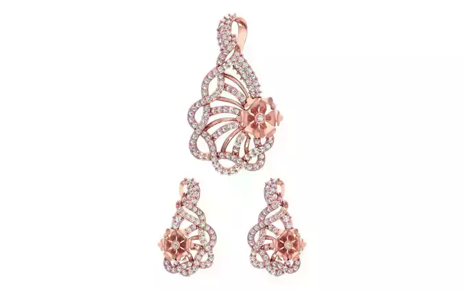 Earrings Pendant Set 3dm STL OBJ FBX Renders Details 3D print model