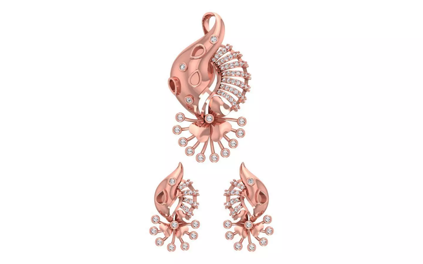 Earrings Pendant Set 3dm STL OBJ FBX Renders Details 3D print model_0