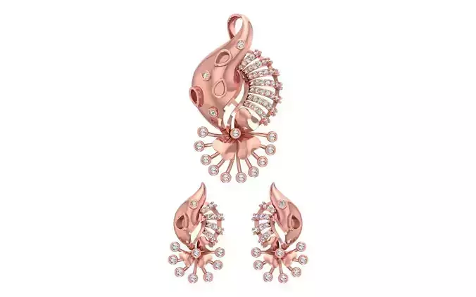 Earrings Pendant Set 3dm STL OBJ FBX Renders Details 3D print model