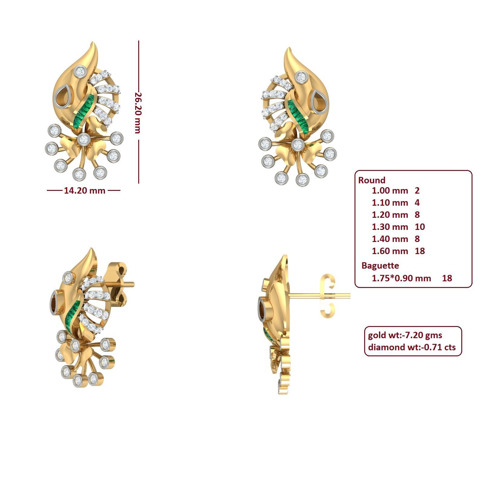 Earrings Pendant Set 3dm STL OBJ FBX Renders Details 3D print model_7