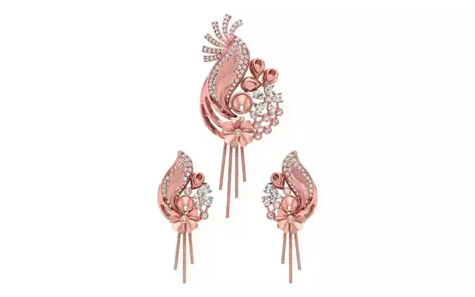 Earrings Pendant Set 3dm STL OBJ FBX Renders Details 3D print model