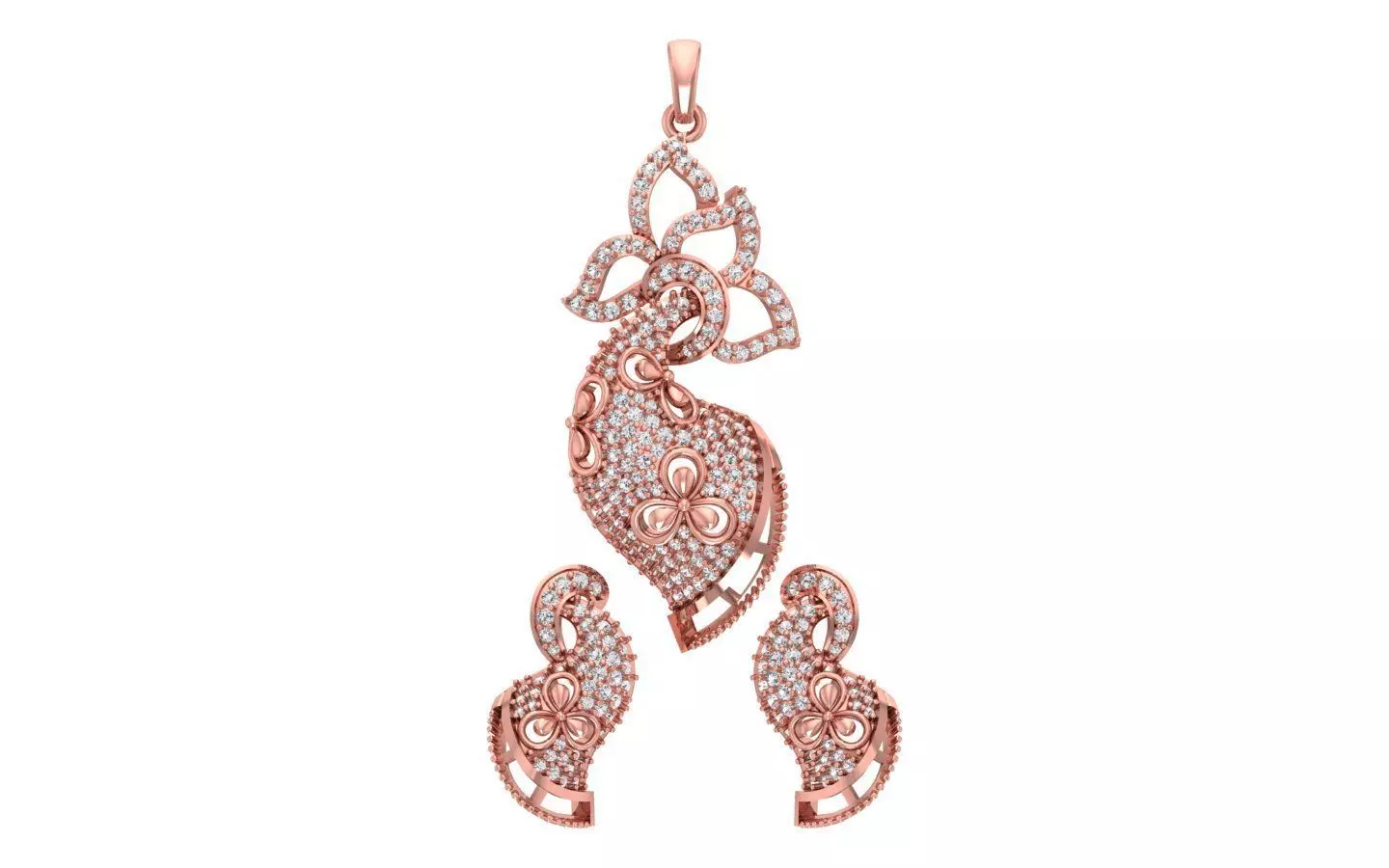 Earrings Pendant Set 3dm STL OBJ FBX Renders Details 3D print model_0