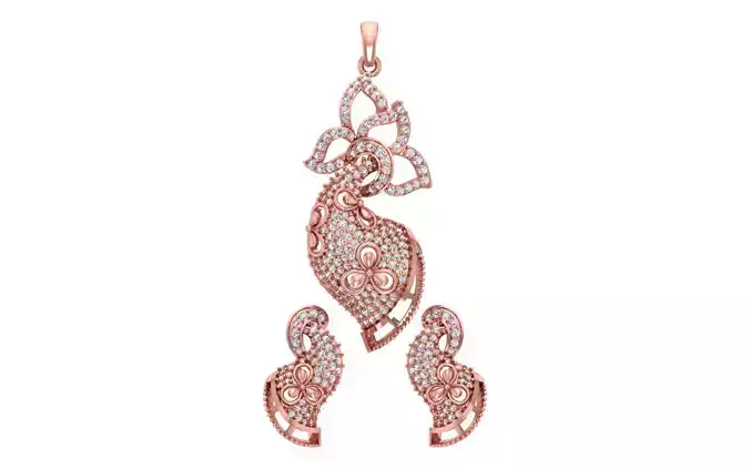 Earrings Pendant Set 3dm STL OBJ FBX Renders Details 3D print model