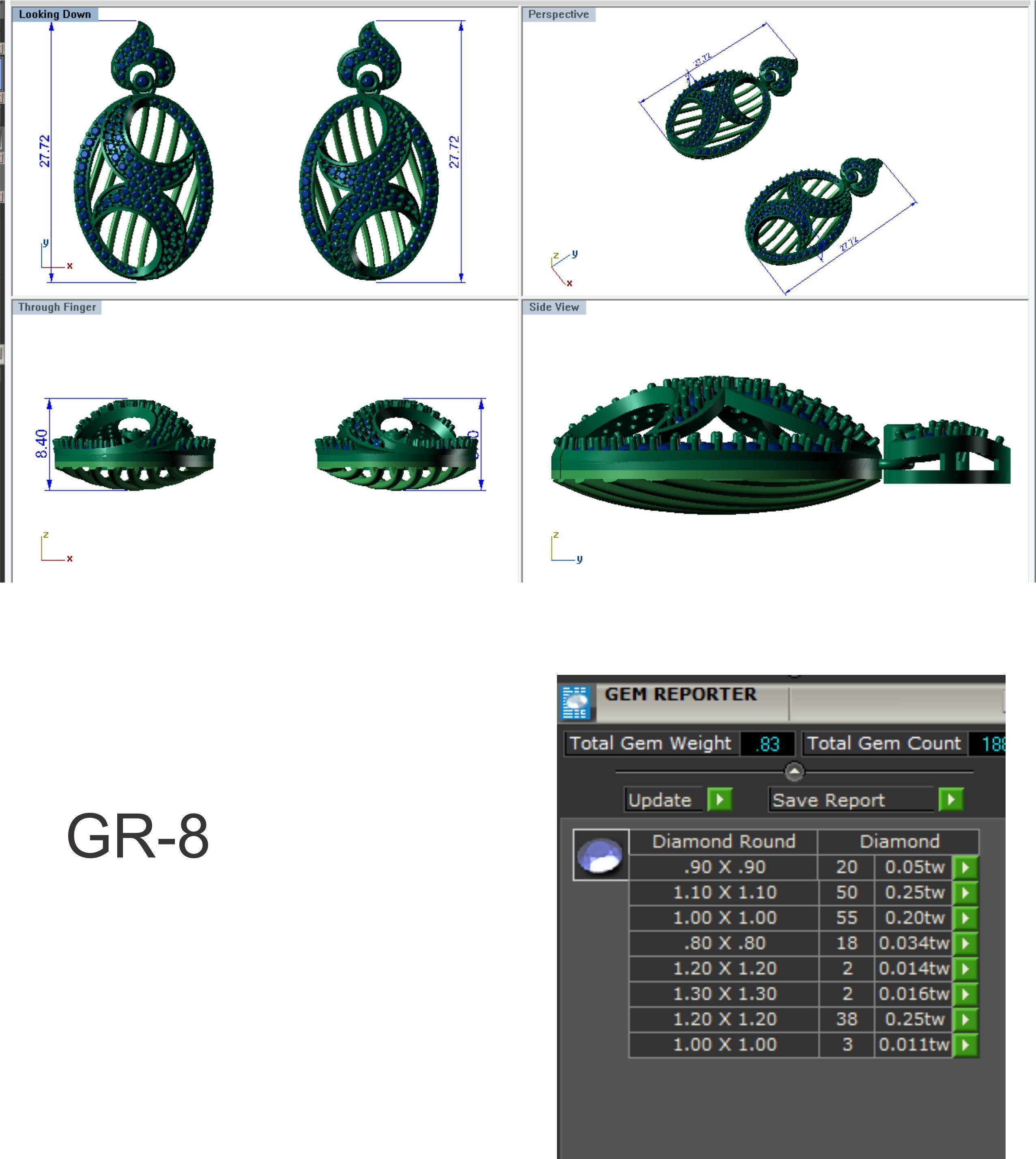 Earrings Pendant Set 3dm STL OBJ FBX Renders Details 3D print model_8