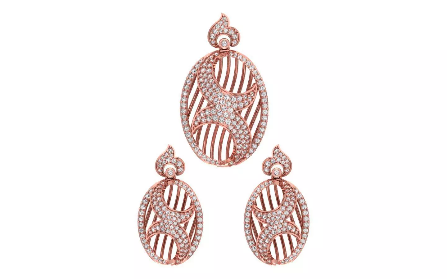 Earrings Pendant Set 3dm STL OBJ FBX Renders Details 3D print model_0