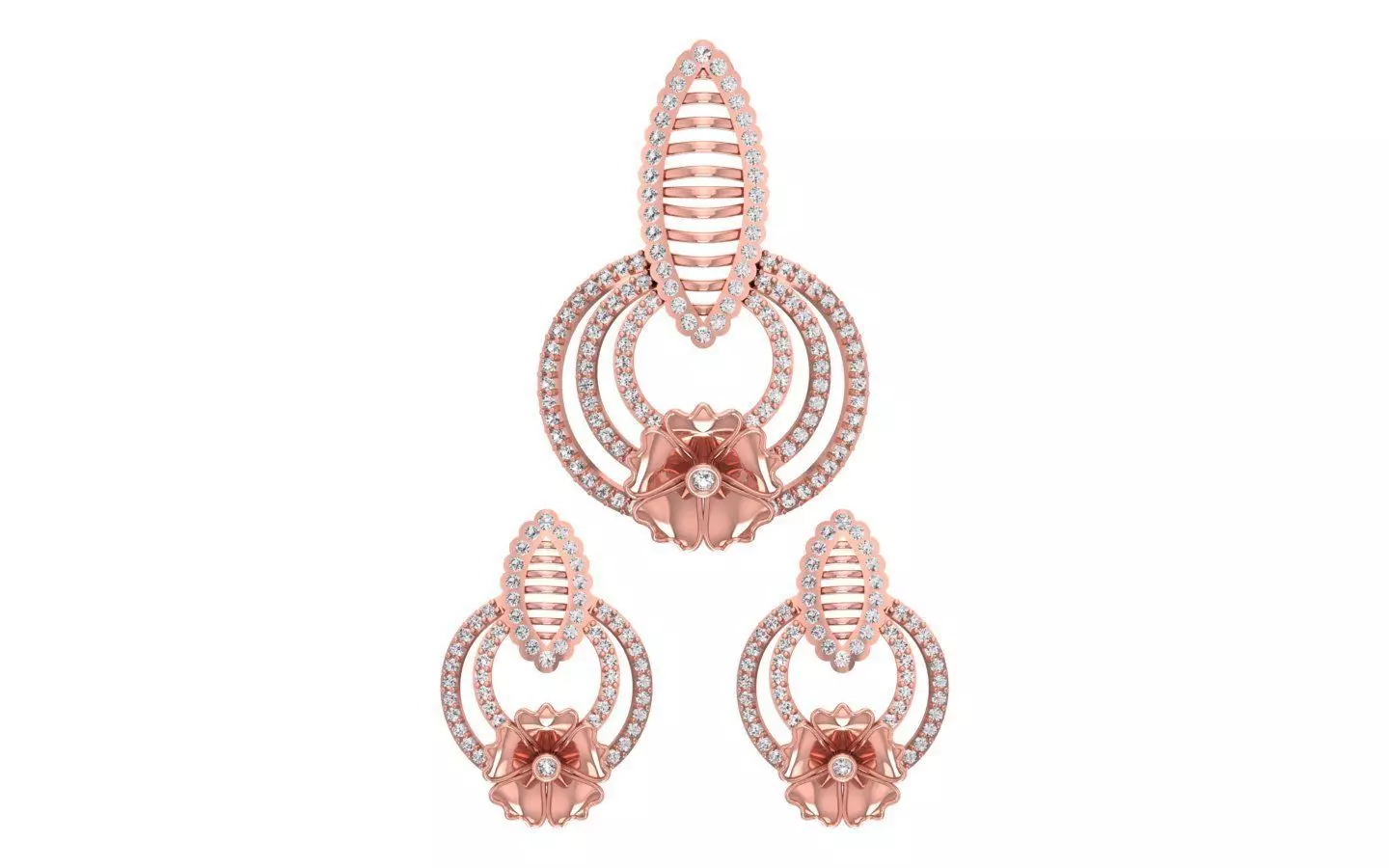 Earrings Pendant Set 3dm STL OBJ FBX Renders Details 3D print model_0