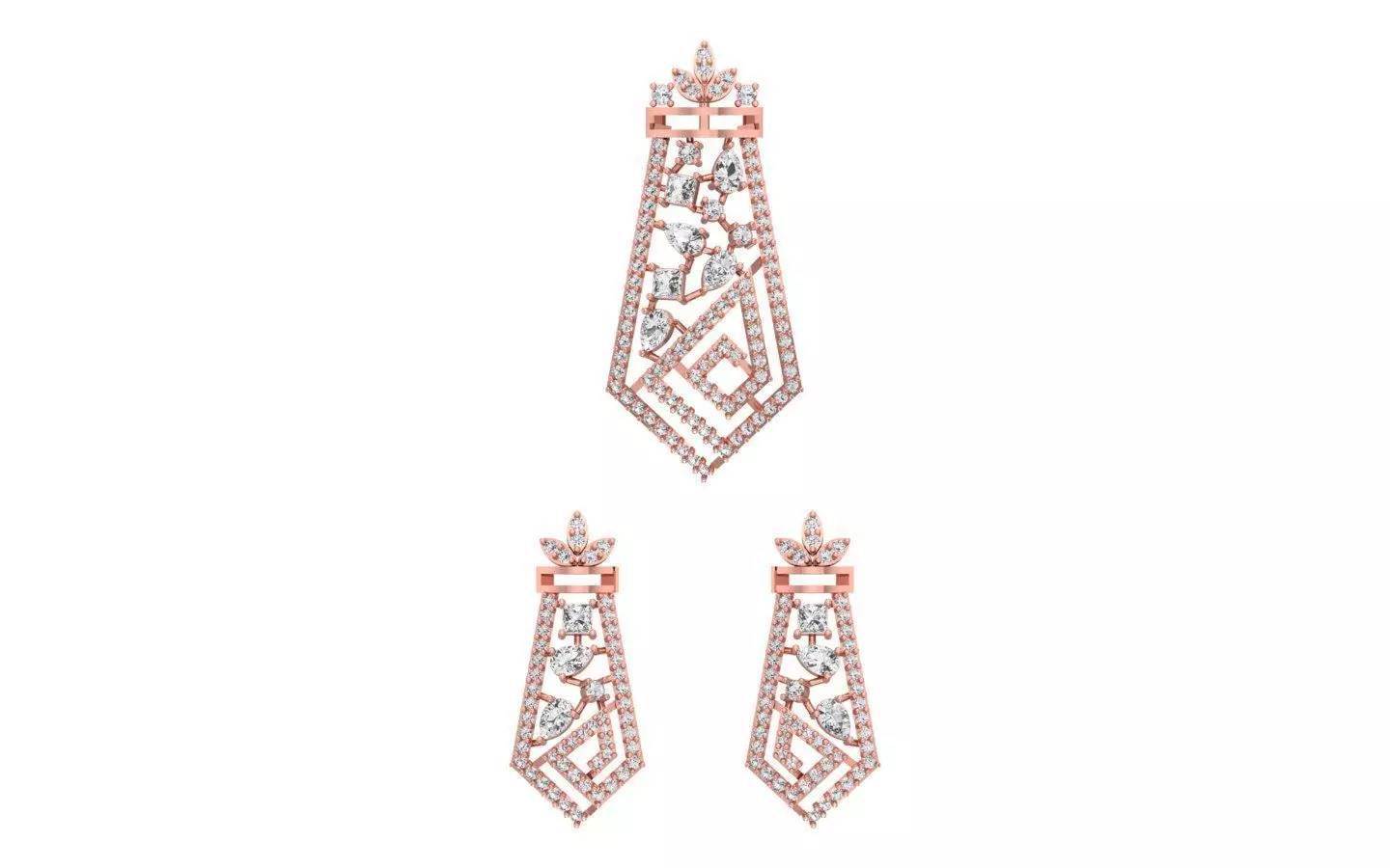 Earrings Pendant Set 3dm STL OBJ FBX Renders Details 3D print model_0