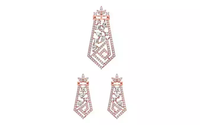Earrings Pendant Set 3dm STL OBJ FBX Renders Details 3D print model