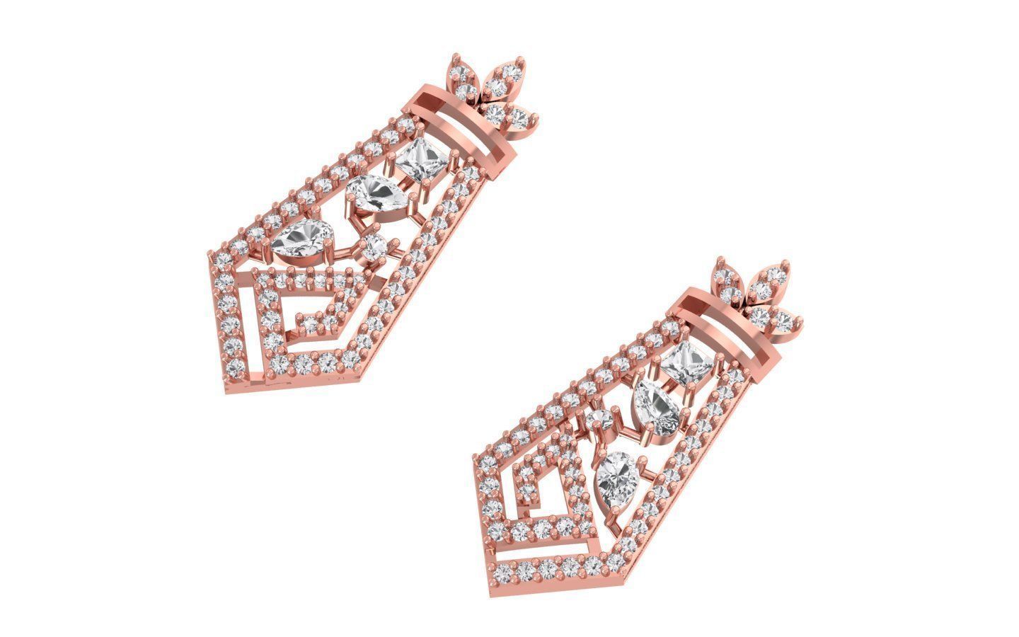 Earrings Pendant Set 3dm STL OBJ FBX Renders Details 3D print model_3