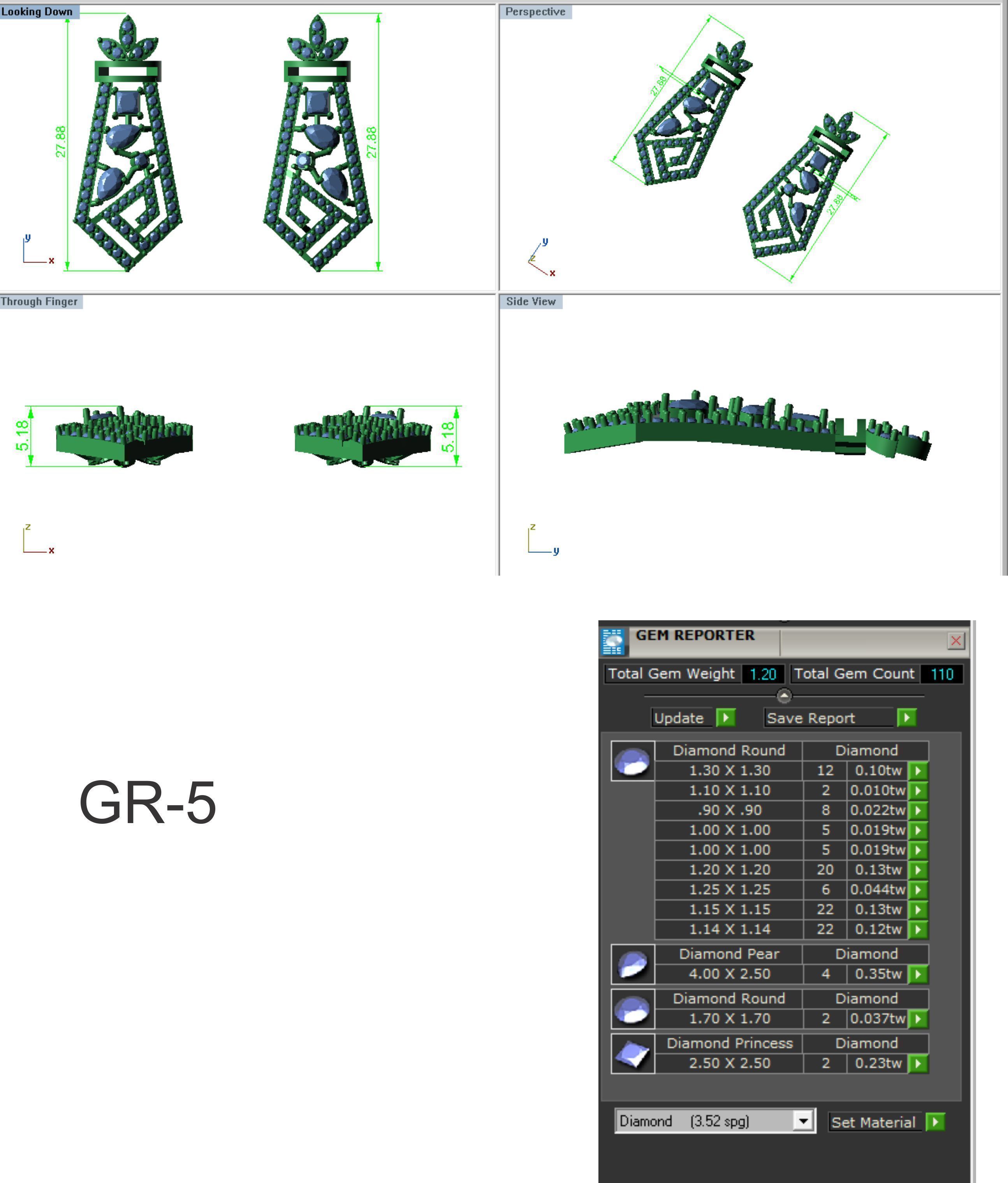 Earrings Pendant Set 3dm STL OBJ FBX Renders Details 3D print model_9