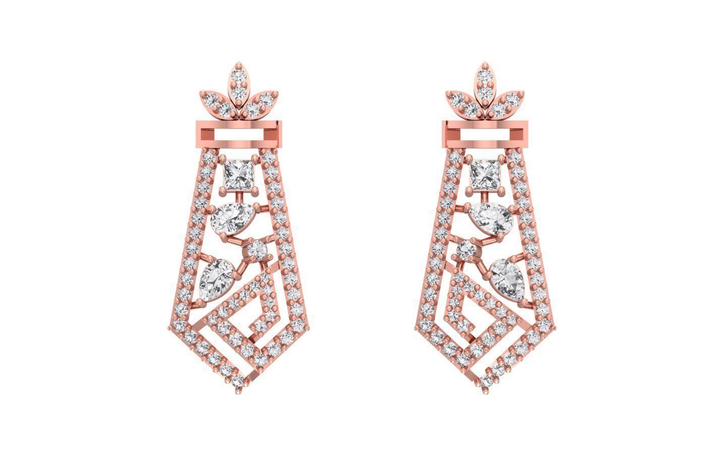 Earrings Pendant Set 3dm STL OBJ FBX Renders Details 3D print model_5