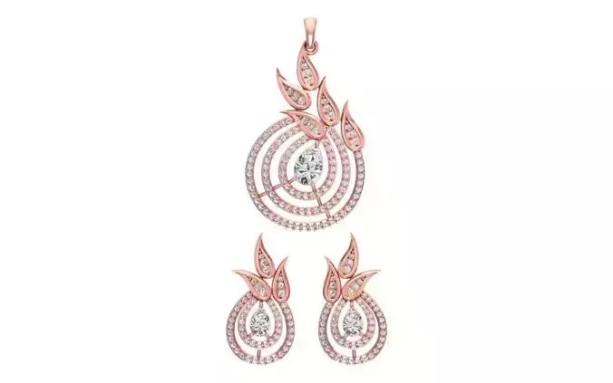 Earrings Pendant Set 3dm STL OBJ FBX Renders Details 3D print model