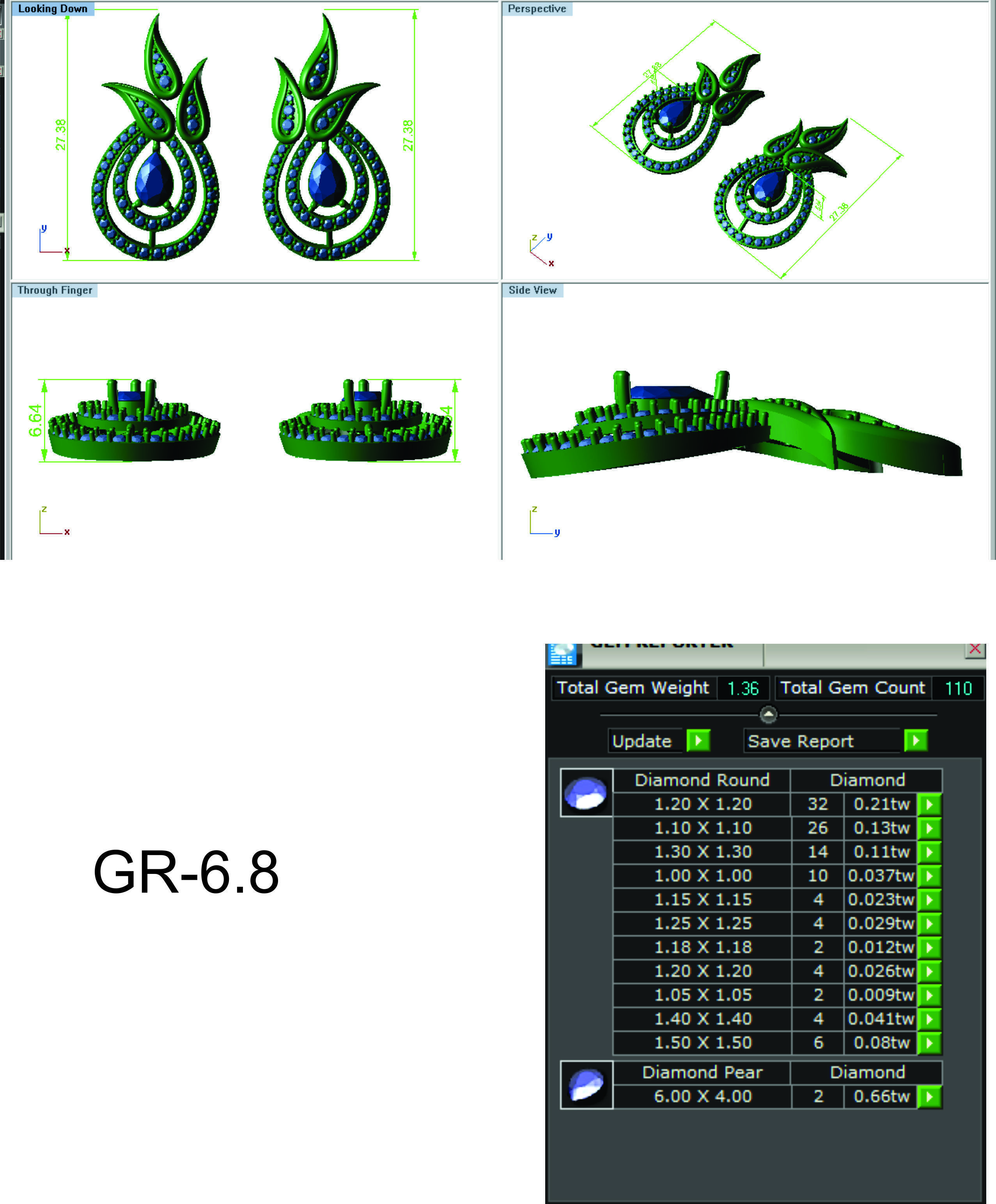 Earrings Pendant Set 3dm STL OBJ FBX Renders Details 3D print model_9