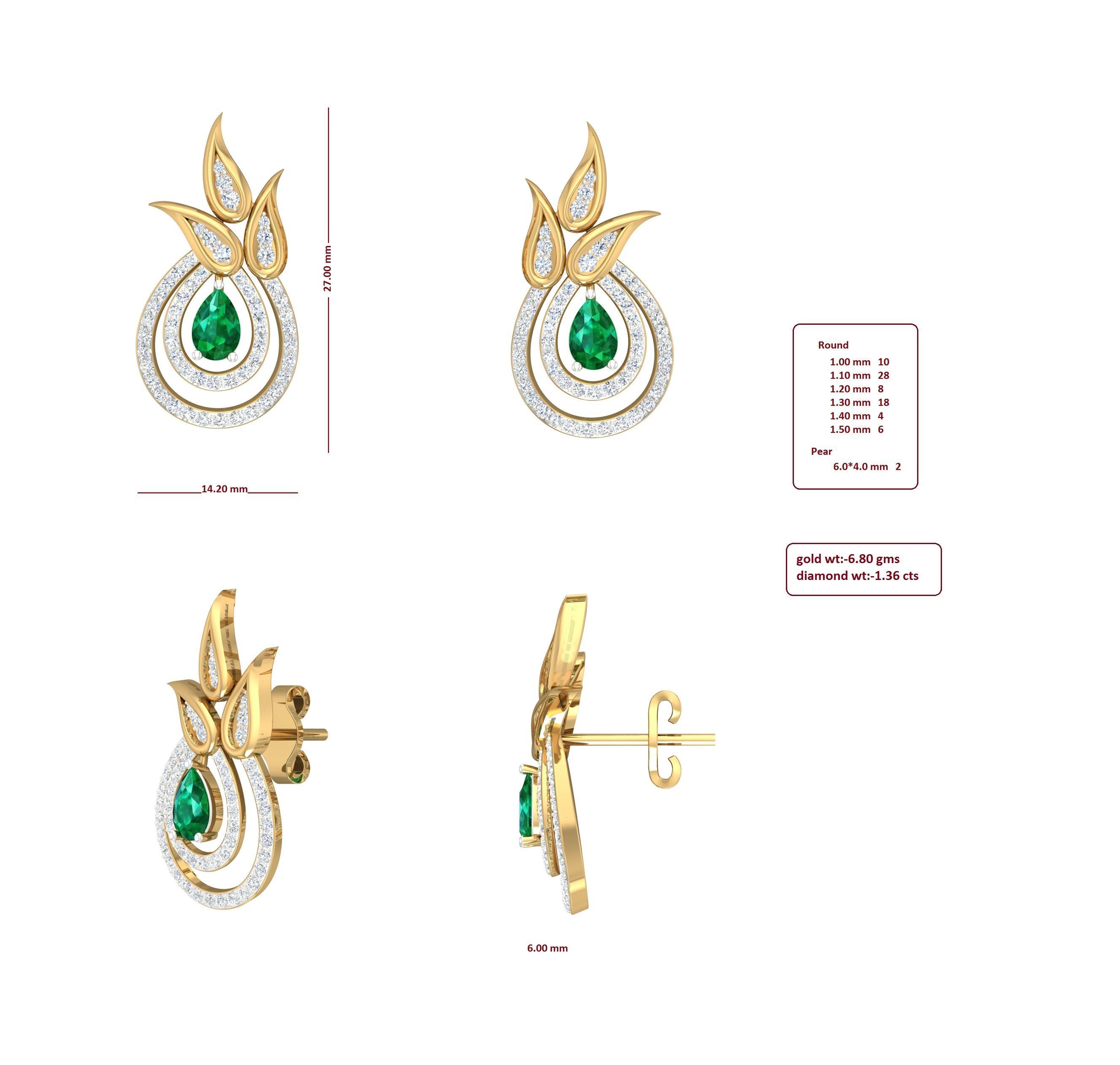 Earrings Pendant Set 3dm STL OBJ FBX Renders Details 3D print model_7