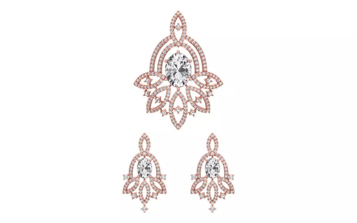 Earrings Pendant Set 3dm STL OBJ FBX Renders Details 3D print model_0