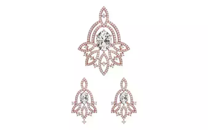 Earrings Pendant Set 3dm STL OBJ FBX Renders Details 3D print model