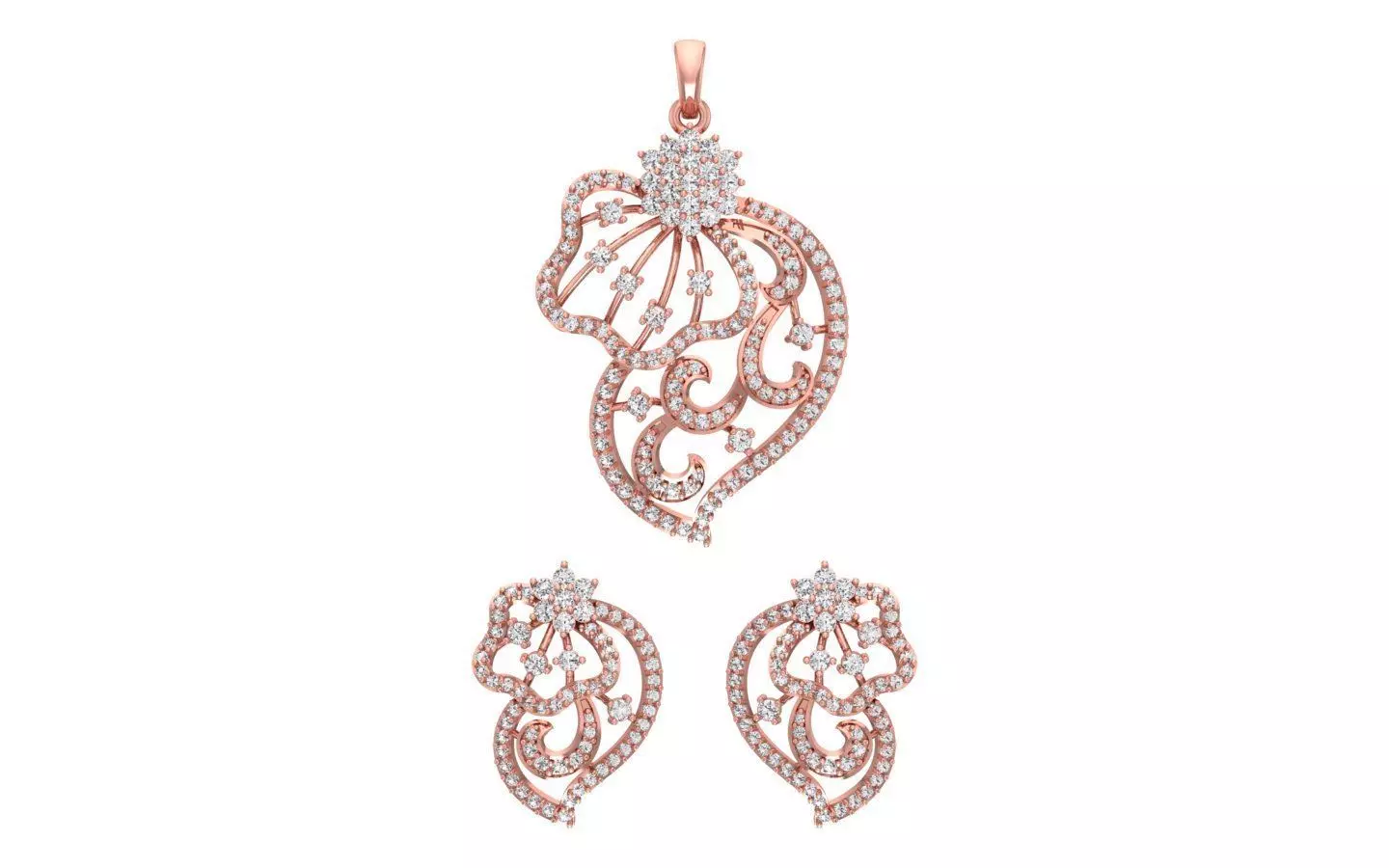 Earrings Pendant Set 3dm STL OBJ FBX Renders Details 3D print model_0