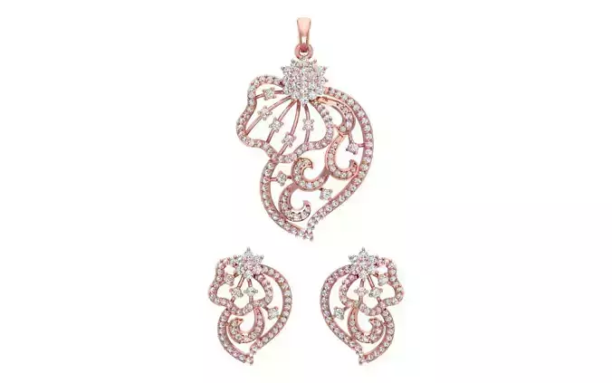 Earrings Pendant Set 3dm STL OBJ FBX Renders Details 3D print model