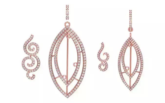 Earrings Pendant Set 3dm STL OBJ FBX Renders Details 3D print model