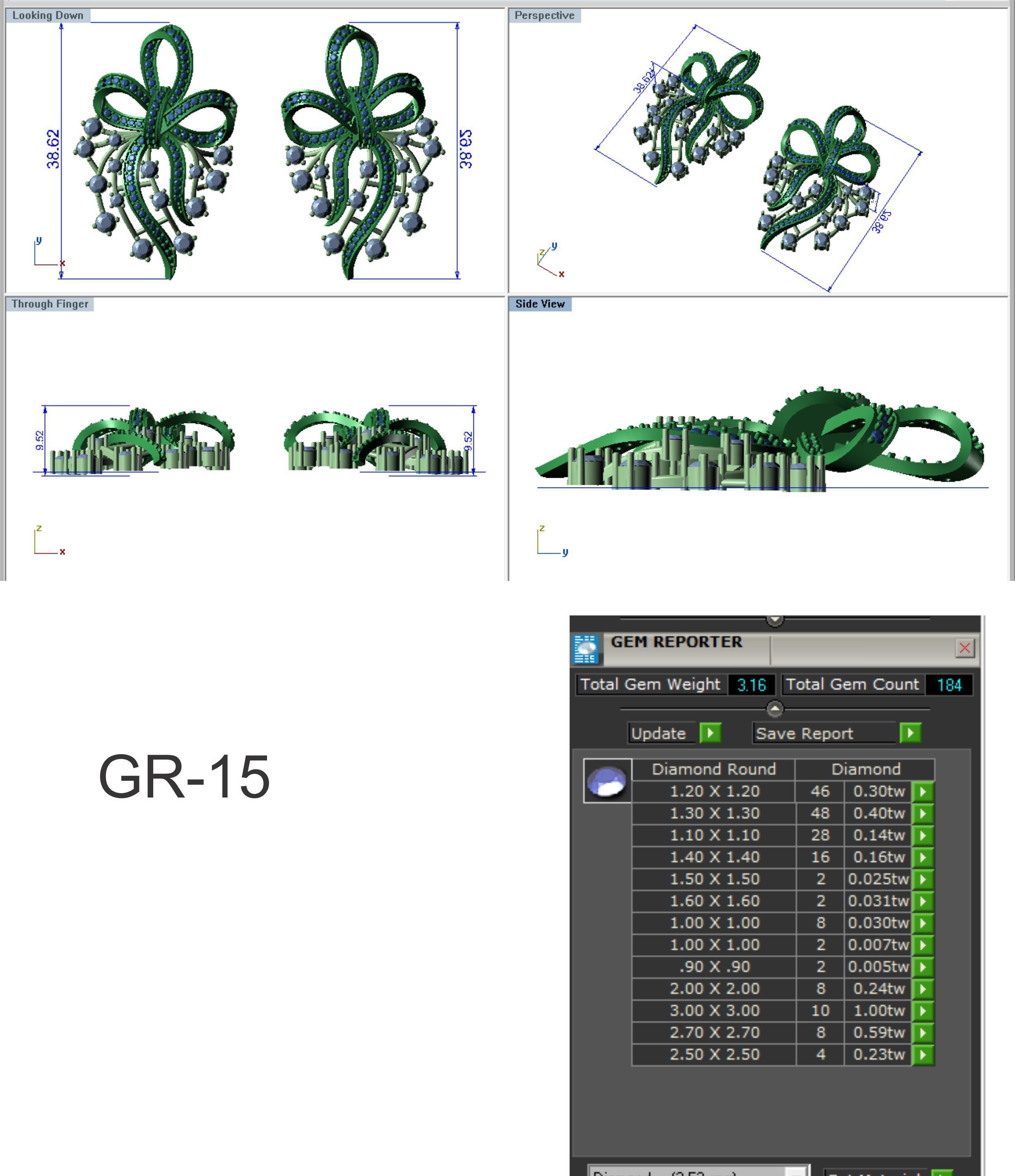 Earrings Pendant Set 3dm STL OBJ FBX Renders Details 3D print model_9