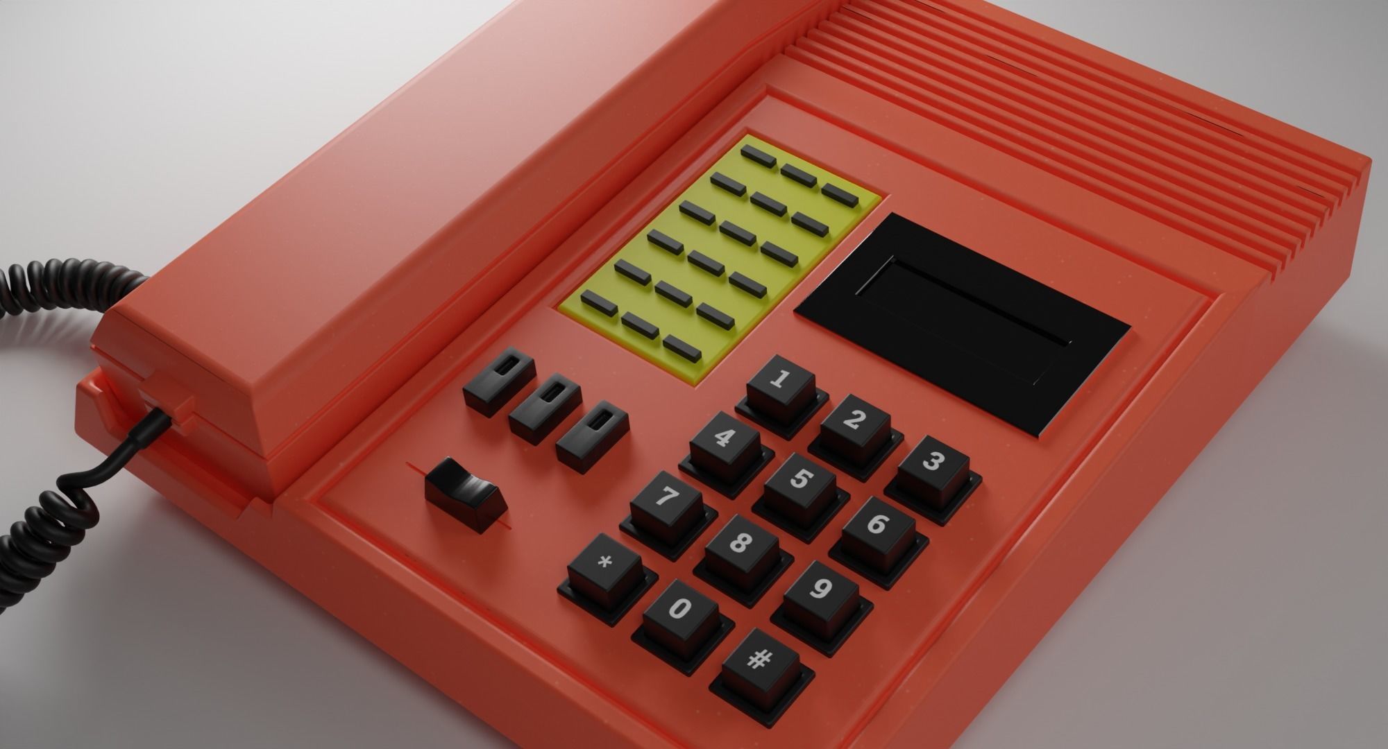 Telephone Push Button AT Retro 1980 Money Heist  3D model_1