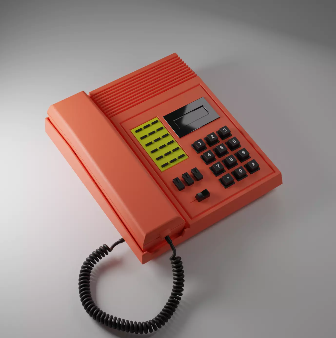 Telephone Push Button AT Retro 1980 Money Heist  3D model_0