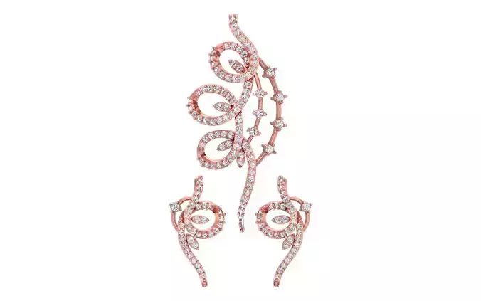 Earrings Pendant Set 3dm STL OBJ FBX Renders Details 3D print model