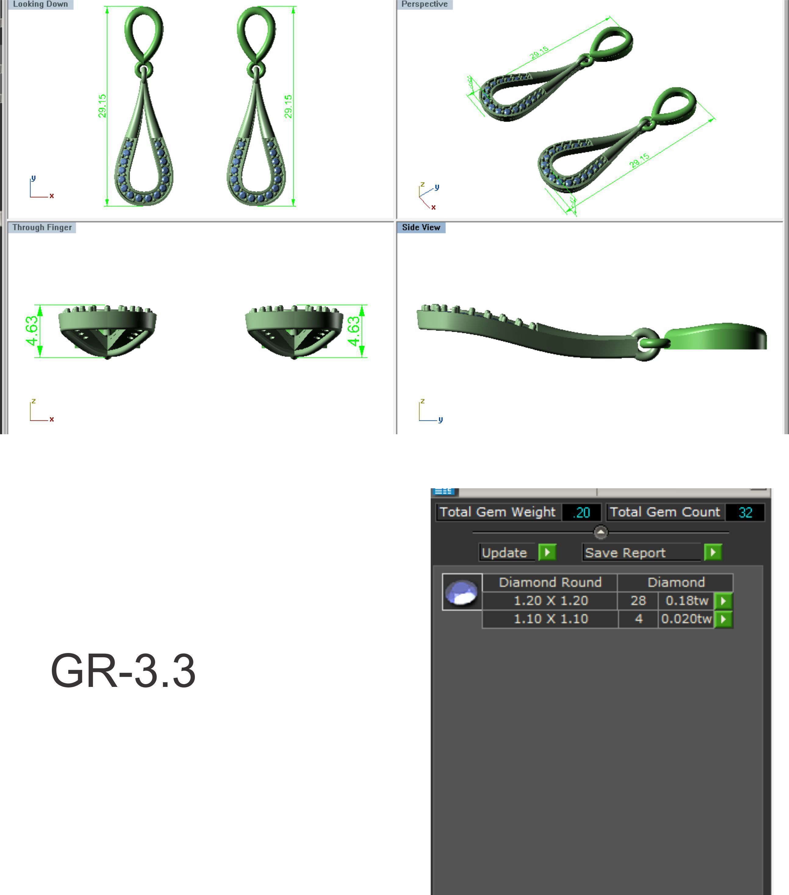 Earrings Pendant Set 3dm STL OBJ FBX Renders Details 3D print model_9