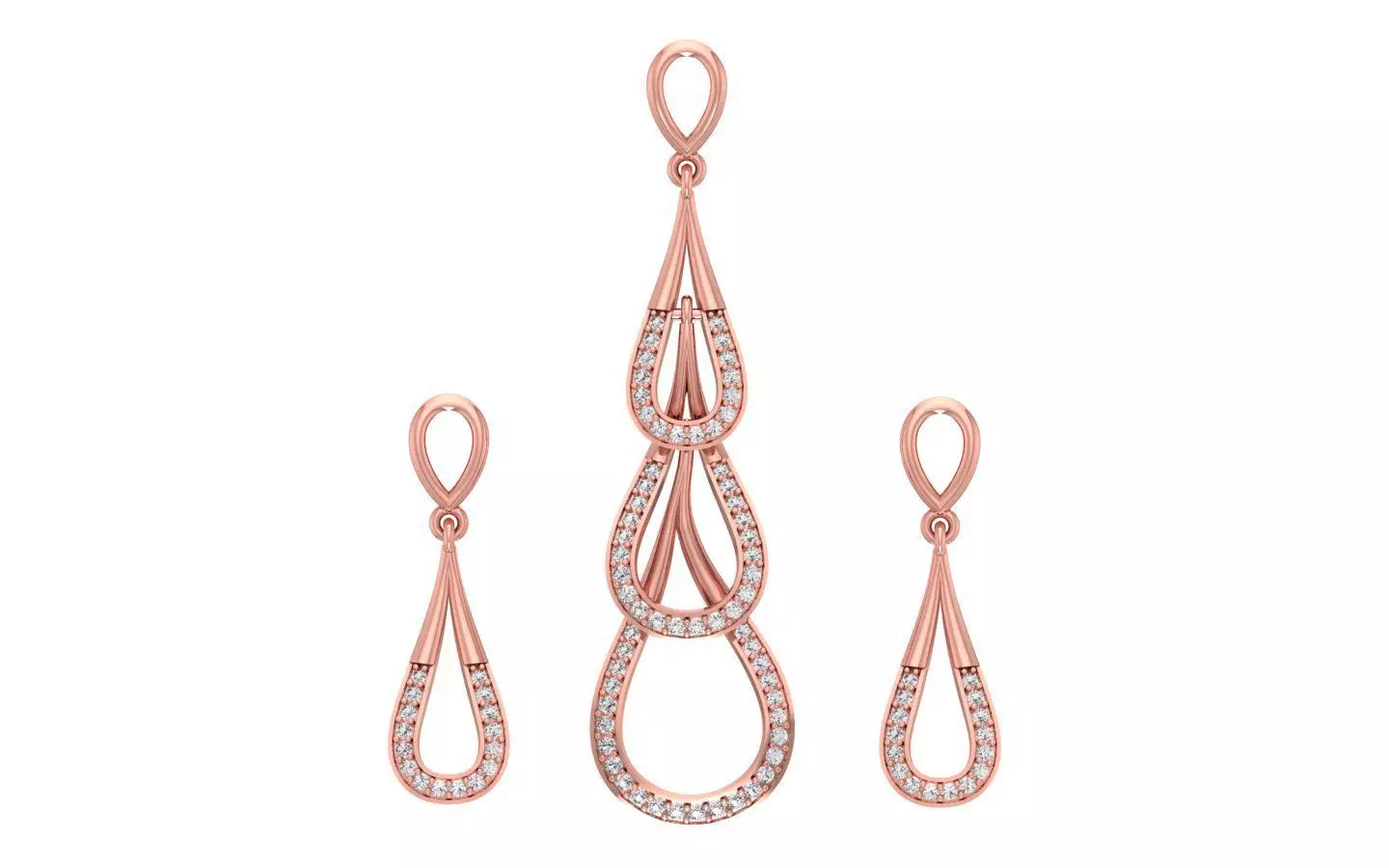 Earrings Pendant Set 3dm STL OBJ FBX Renders Details 3D print model_0