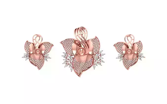 Earrings Pendant Set 3dm STL OBJ FBX Renders Details 3D print model