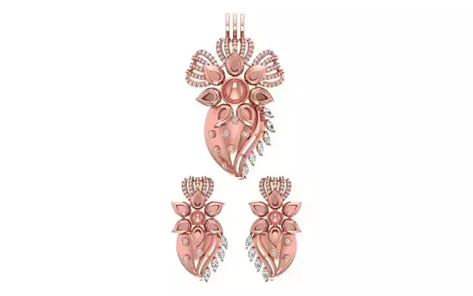 Earrings Pendant Set 3dm STL OBJ FBX Renders Details 3D print model