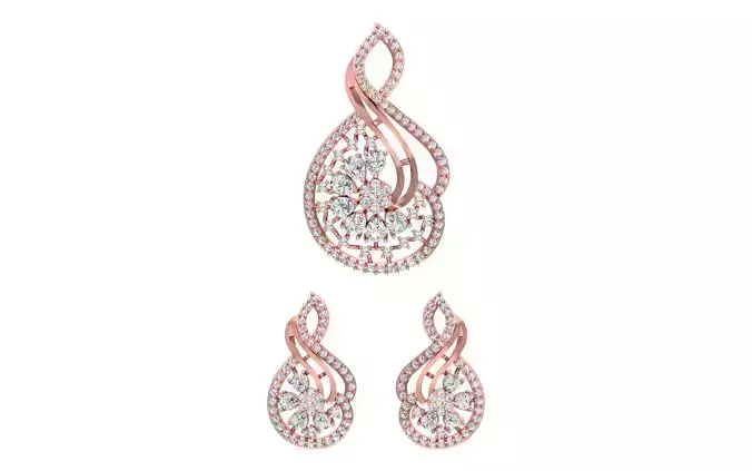 Earrings Pendant Set 3dm STL OBJ FBX Renders Details 3D print model