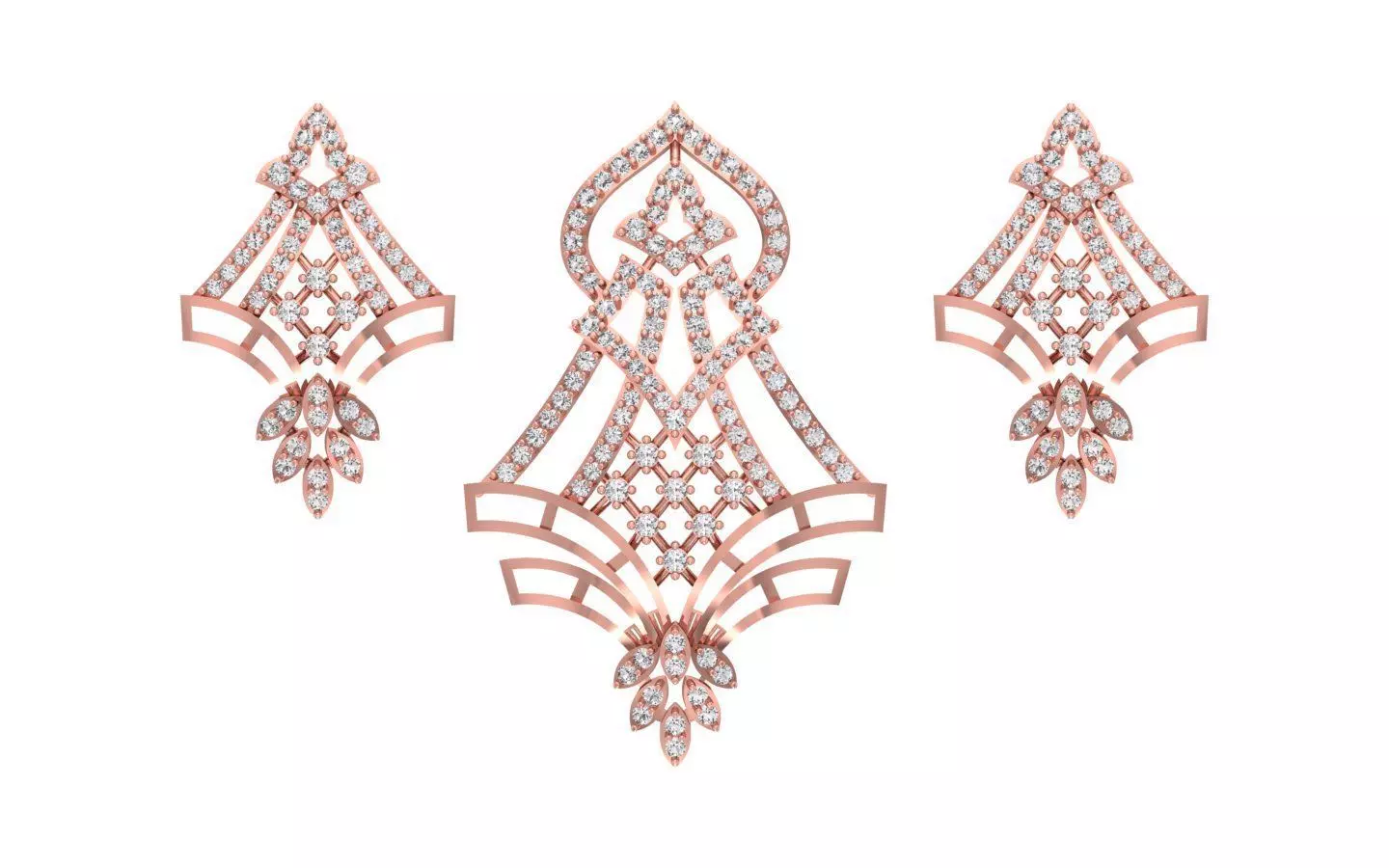 Earrings Pendant Set 3dm STL OBJ FBX Renders Details 3D print model_0