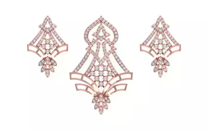 Earrings Pendant Set 3dm STL OBJ FBX Renders Details