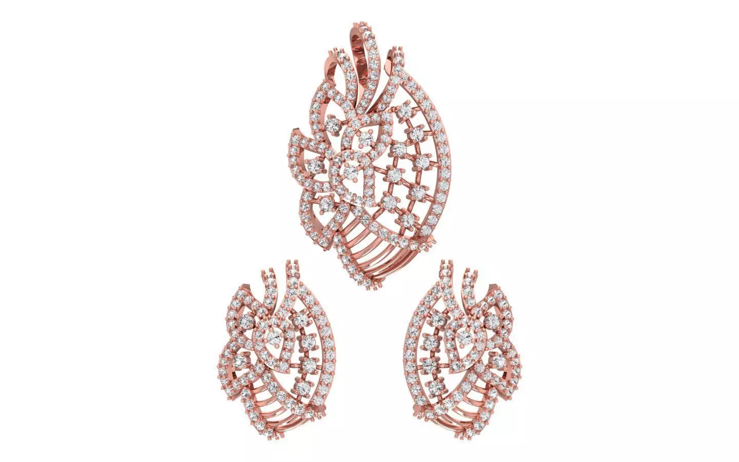 Earrings Pendant Set 3dm STL OBJ FBX Renders Details 3D print model_0