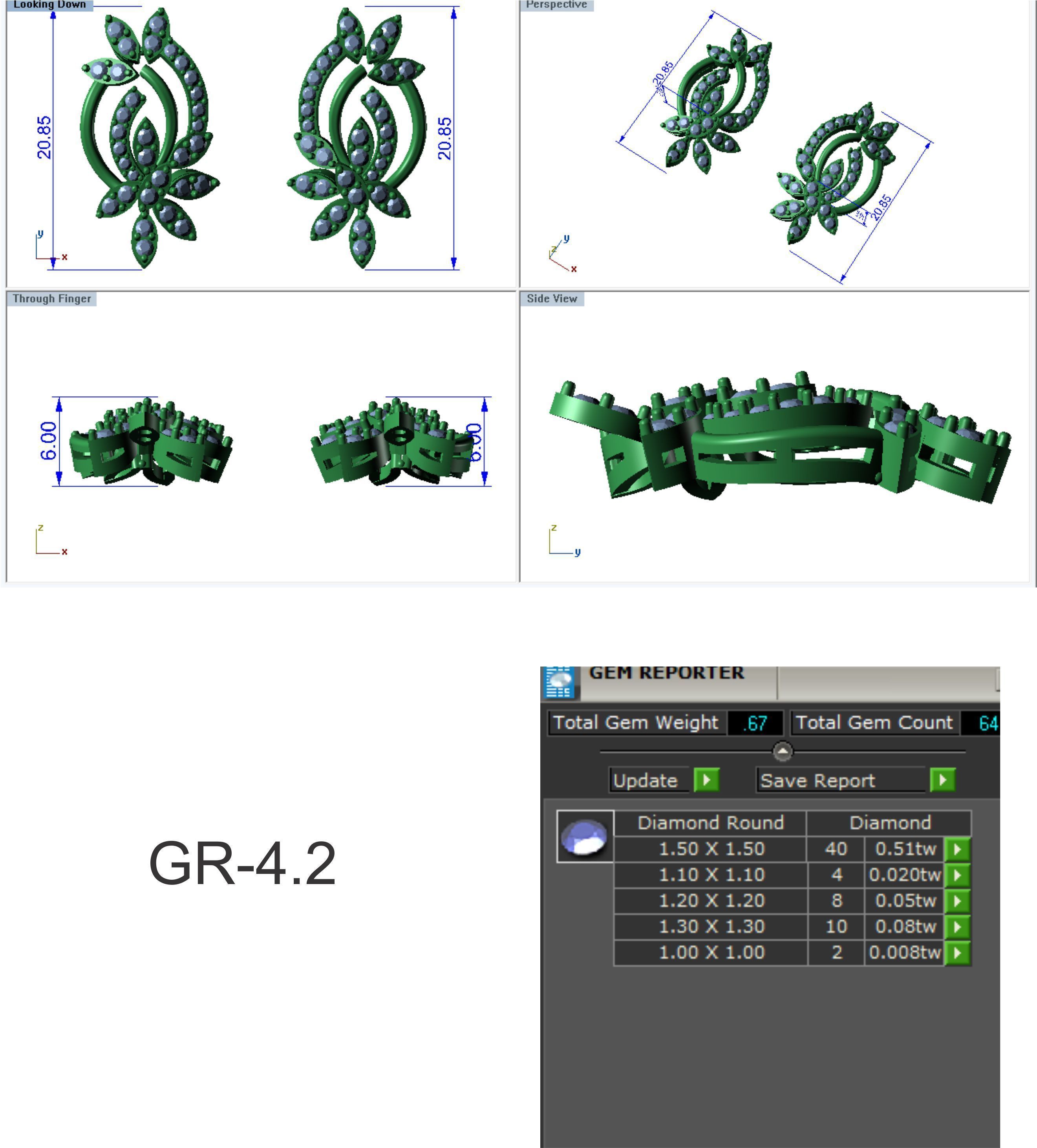 Earrings Pendant Set 3dm STL OBJ FBX Renders Details 3D print model_7