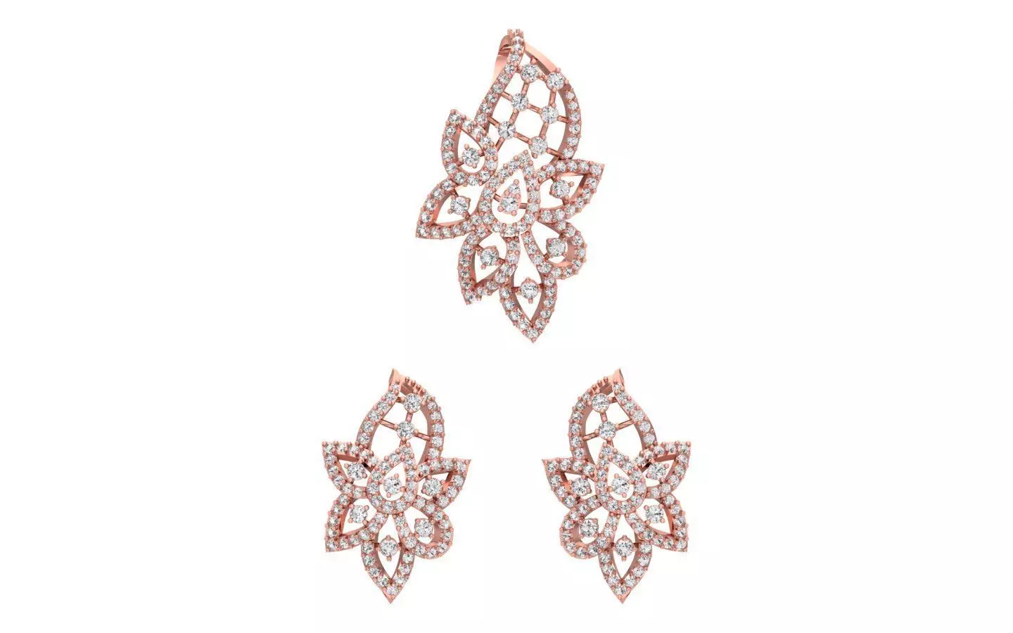 Earrings Pendant Set 3dm STL OBJ FBX Renders Details 3D print model_0