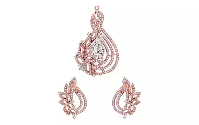 Earrings Pendant Set 3dm STL OBJ FBX Renders Details